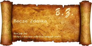Becze Zdenka névjegykártya